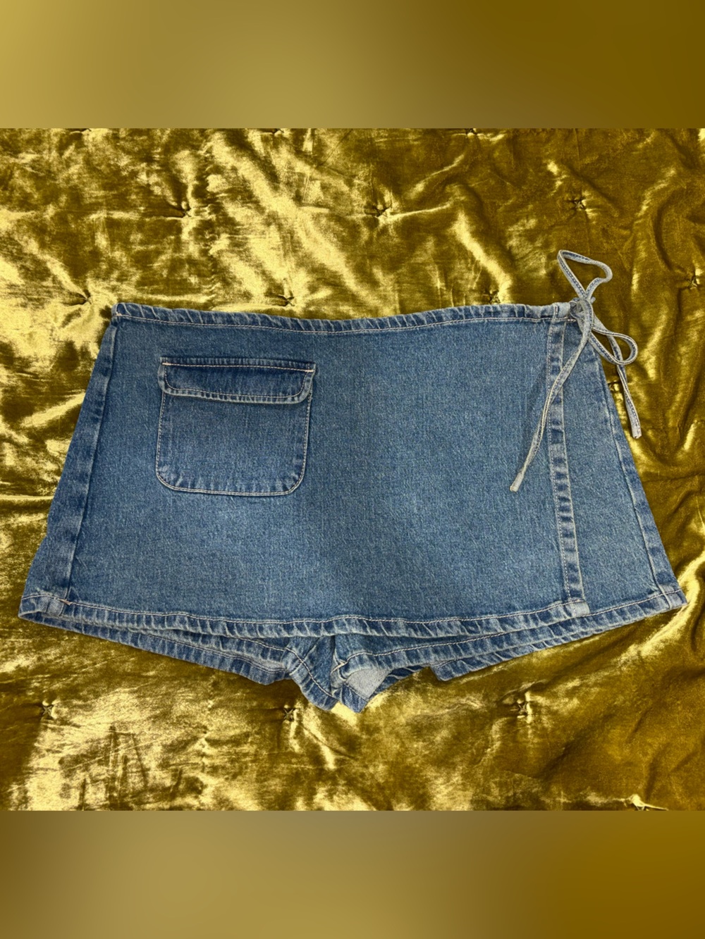 No Boundaries Blue Denim Drawstring Jean Shorts